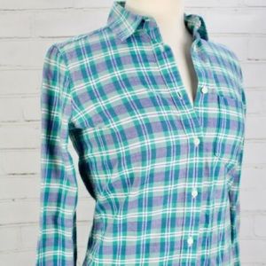 J. Crew Plaid Boy Button Shirt 00 XS/XXS